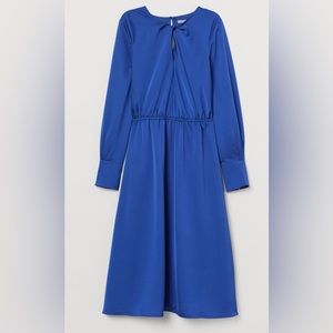 H&M | Blue Satin Midi Dress